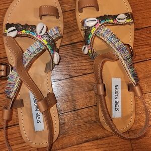 Steve Madden Multicolor Beaded Brown Sandals